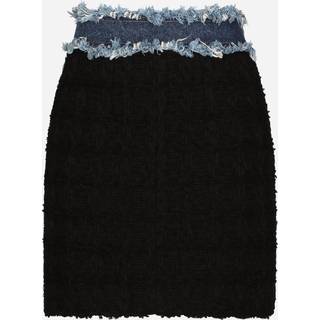 Dolce&Gabbana Denim-trimmed bouclÃ© miniskirt - black - XXS