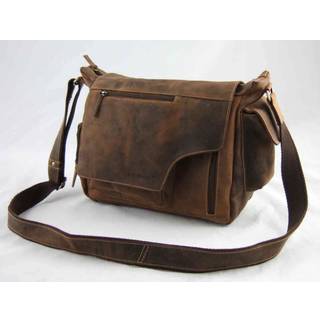 Umhängetasche Leder 39x28cm "Vintage" antikbraun 1763A-25 | Greenburry.de