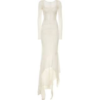 Dolce&Gabbana x Kim semi-sheer silk-blend gown - white - M