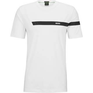 Pyjamas-T-shirt med striber og logo i bomuld med stræk