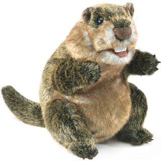 Folkmanis Groundhog Hand Puppet Brown; Solbrun; Hvid