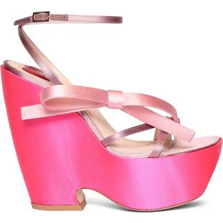 Roger Vivier Choc Bow satin wedge sandals - pink - EU 41