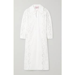 Valentino Embroidered cotton midi dress - white - XS