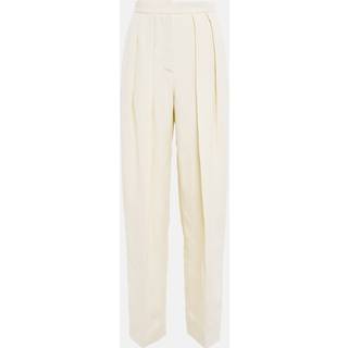 Stella McCartney High-rise pleated straight pants - beige - XXXS