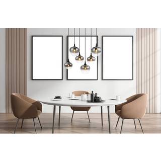 Maxy hængelampe, længde 86 cm, røggrå, glas, 6 lyskilder.