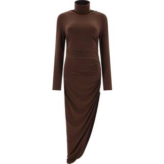 Norma Kamali Asymmetric turtleneck midi dress - brown - M