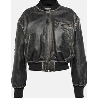 Acne Studios Cropped leather bomber jacket - grey - M