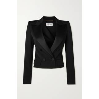 Saint Laurent Cropped wool tuxedo jacket - black - XS