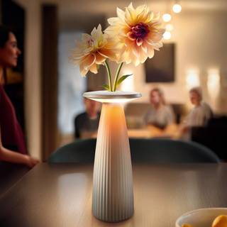 Nuflair LED-bordlampe, beige, IP54, dæmpbar, 24 cm