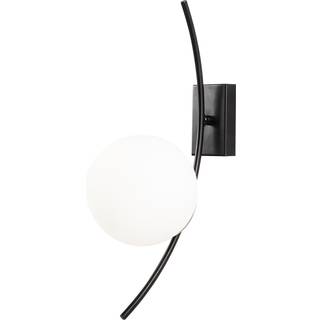 Væglampe Hilal 3821, sort, opalglas, højde 44 cm