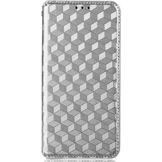 Alcatel 1S (2021) / 3L (2021) PU Læder Flip Cover m. Pung - Rhombus - Sølv