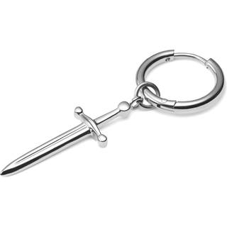 Sølvfarvet Drop Hoop Stålørering m. Sværd Vedhæng