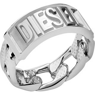 DIESEL Engraved Logo Stainless Steel Ring Silver for Men DX1347040-8