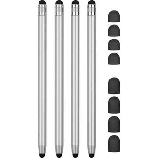 2-i-1 Universal Kapacitiv Stylus Pen - 4 Stk. - Sølv