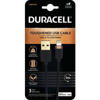 Duracell Kabel USB til Lightning 1m Sort