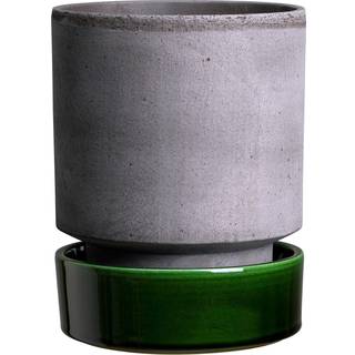 Bergs Potter Hoff krukke Ø14 cm, Raw Grey-Emerald Green