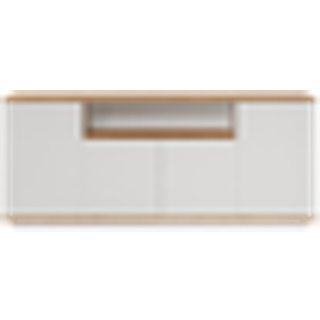 Skænk med 4 låger og hylde i hvid og naturfarve LOTULA