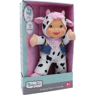 Babys første 12 """" Farm Animal Friends Cow Soft & Cuddly Singing Musical Doll Sings Old McDonald havde en gård