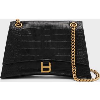 Balenciaga Crush Medium croc-effect leather shoulder bag - black - One Size