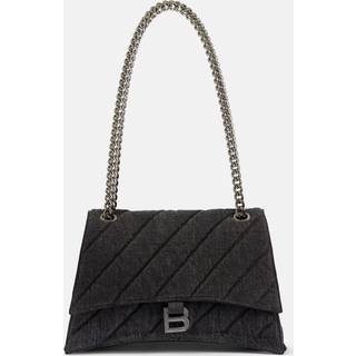 Balenciaga Crush Medium denim shoulder bag - black - One Size