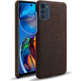 Motorola Moto E32 / E32s Stofbetrukket Plastik Bagside Cover - Brun
