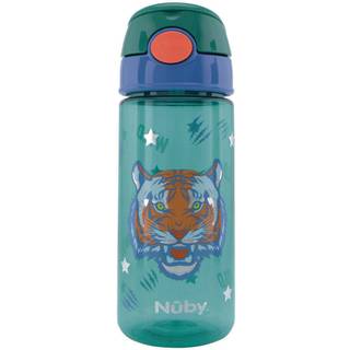 Nuby Soft Straw Push Drikkedunk Tiger 540 ml, Blå