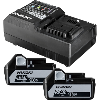 HiKOKI batterisæt 18V 2x5,0Ah + hurtiglader