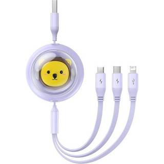 Baseus - Charging Cable 3w1 USB to USB C USB M Lightning 3 5A 1 1m purple