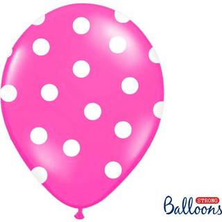 50 stk. Latexballoner hot pink hvide prikker – Luksus dekoration til fest 30 cm
