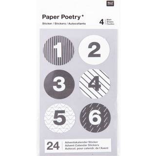 Paper Poetry Adventskalender Sticker schwarz-weiß 24 Stück - Schwarz, Weiß