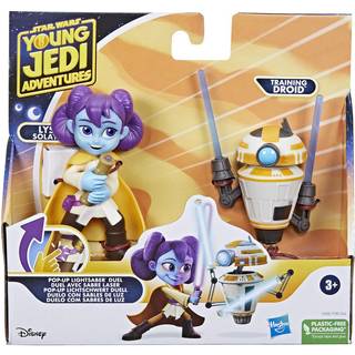 Star Wars: Young Jedi Adventures Pop-Up Lightsaber Duel Lys Solay & Training Droid Action Figurer 4-tommer skala Toys Preschool Toys for 3 ?r gam