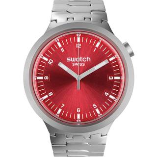 Swatch Big Bold Scarlett Shimmer Quartz Red Dial Stainless Steel Bracelet Unisex Watch SB07S104G