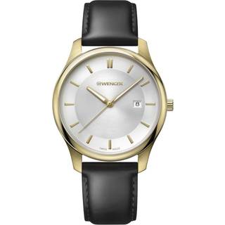 Wenger City Classic White Dial Black Leather Strap Men's Watch 01.1441.106