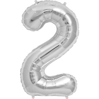Folienballon Zahl 2 Silber
