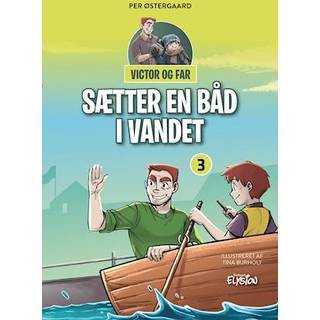 Victor og far sætter en båd i vandet