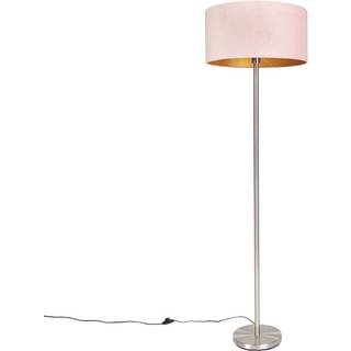 Gulvlampe stål med lyserød skærm 50 cm - Simplo