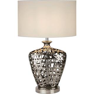 Network Large bordlampe med oval tekstilskærm