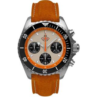 Ruhla 4970-1 Herrenuhr Chronograph Glasbach Cup Orange