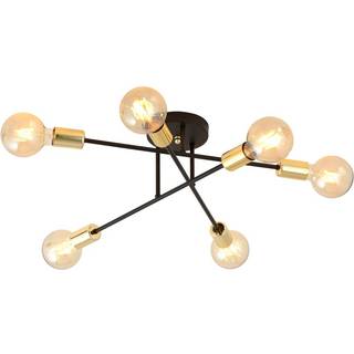 Veken 6B loftlampe, 6 lyskilder, sort/guld