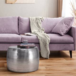 WOMO-DESIGN sofabord stuebord sofabord aluminium Ø 53x41 cm sølv