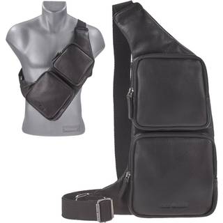 Crossbody Bag schwarz 24x43cm Leder | Greenburry.de 1543