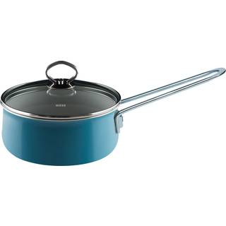 Riess Nouvelle Aquamarin extra stark Stielkasserolle 16 cm / 1,0 L - Emaille - Blau