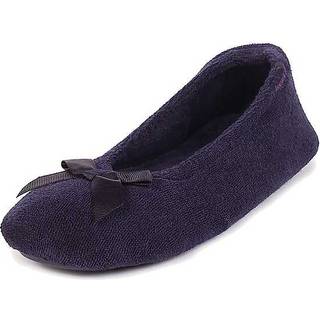 Totes Totes Navy Isotoner Terry Ballet Slippers With Bow