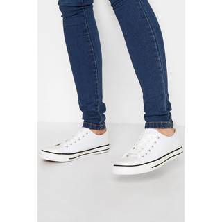 Lts White Canvas Low Trainers In Standard Fit Standard > 12 Lts | Tall Women's Trainers - Standard 12