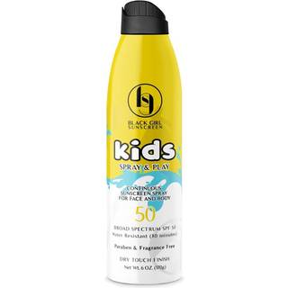 Black Girl Sunscreen Børns SPF 50-spray - vegansk, vandfast - Ingen hvide rester - tør berøring - parabenfri - ansigt og krop (6+ måneder)