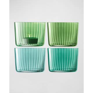 LSA International Candlelight And Scents - 'Gems' tealight holder, set of four, jade in Green Glass