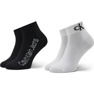 Calvin Klein 2-pak Quarter Logo Socks - Black/White - One Size * Kampagne *