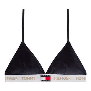 Tommy Hilfiger Padded Triangle Velour BH, blå, Størrelse: L, Dame