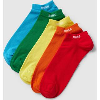 Pakke med fem par unisex-ankelstrømper med mærke på manchetterne