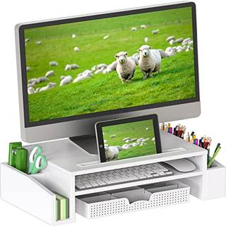 Simple Houseware Desk Monitor Stand Riser med justerbar arrang?rbakke hvid